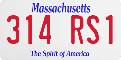 MA license plate 314RS1