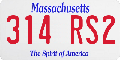 MA license plate 314RS2