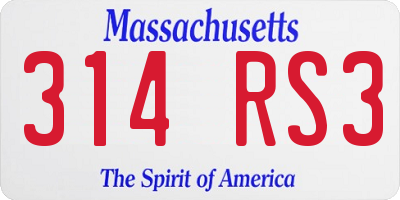 MA license plate 314RS3