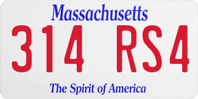 MA license plate 314RS4