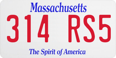 MA license plate 314RS5