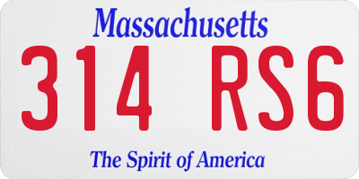 MA license plate 314RS6