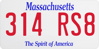 MA license plate 314RS8