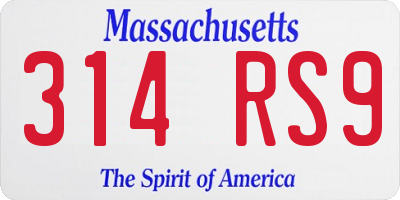 MA license plate 314RS9