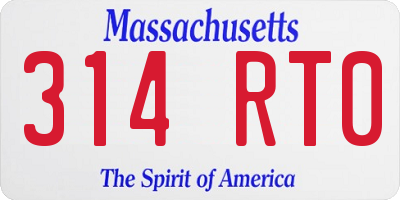 MA license plate 314RT0