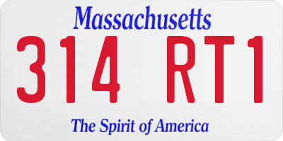 MA license plate 314RT1