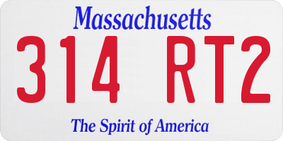 MA license plate 314RT2