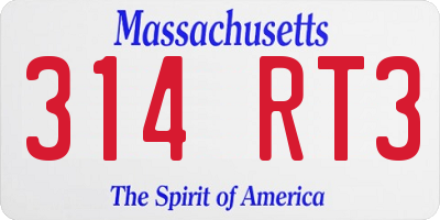 MA license plate 314RT3