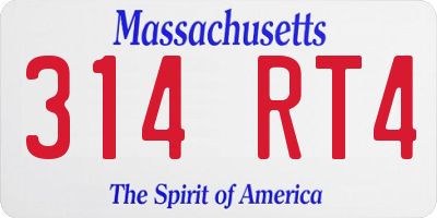 MA license plate 314RT4