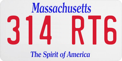 MA license plate 314RT6
