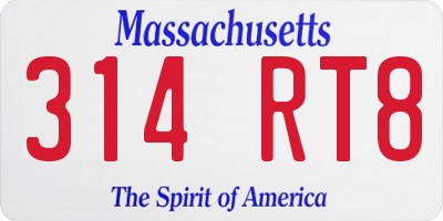MA license plate 314RT8