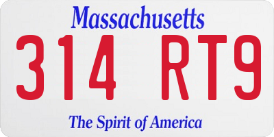 MA license plate 314RT9