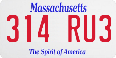 MA license plate 314RU3