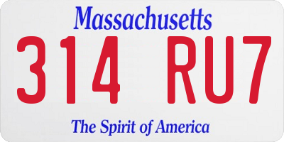 MA license plate 314RU7