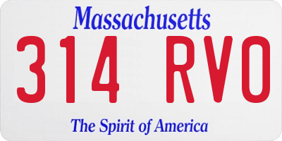 MA license plate 314RV0