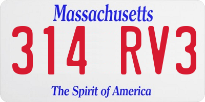 MA license plate 314RV3