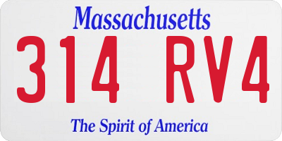 MA license plate 314RV4