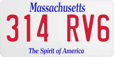 MA license plate 314RV6