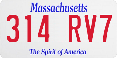 MA license plate 314RV7