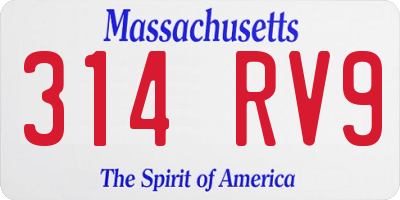 MA license plate 314RV9