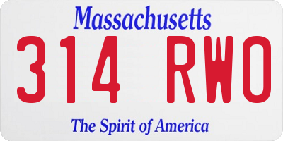 MA license plate 314RW0