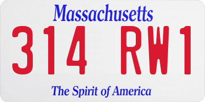MA license plate 314RW1