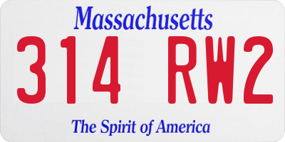 MA license plate 314RW2