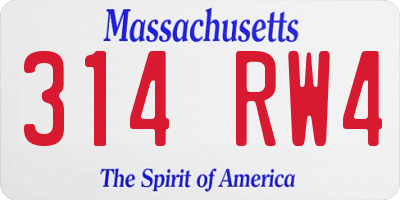 MA license plate 314RW4