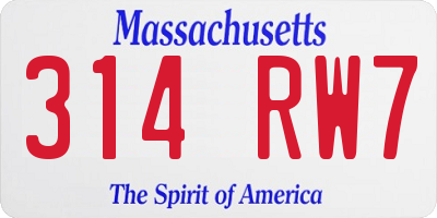 MA license plate 314RW7