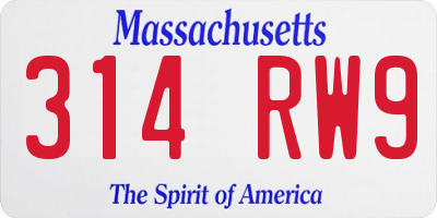 MA license plate 314RW9