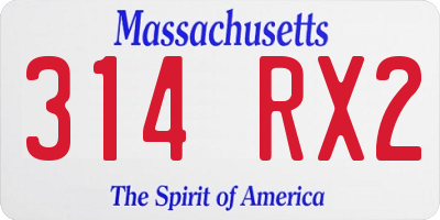 MA license plate 314RX2