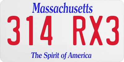 MA license plate 314RX3