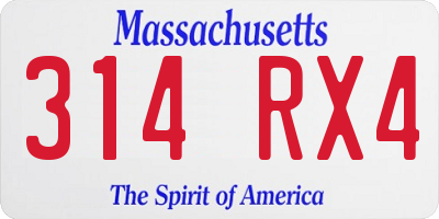 MA license plate 314RX4