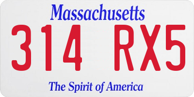 MA license plate 314RX5