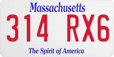 MA license plate 314RX6