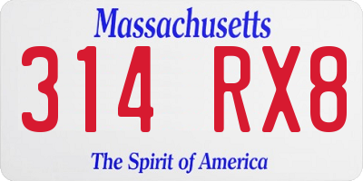 MA license plate 314RX8