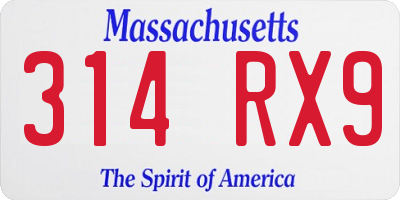 MA license plate 314RX9