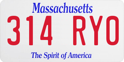 MA license plate 314RY0