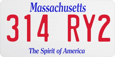 MA license plate 314RY2