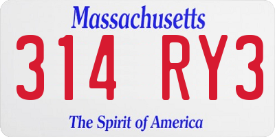MA license plate 314RY3