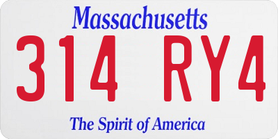 MA license plate 314RY4