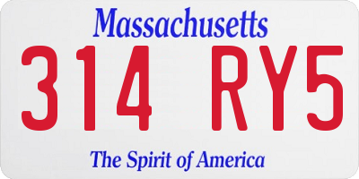 MA license plate 314RY5
