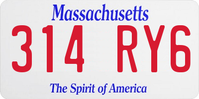 MA license plate 314RY6