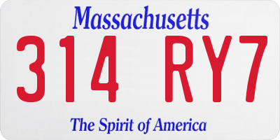 MA license plate 314RY7