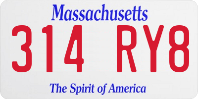 MA license plate 314RY8