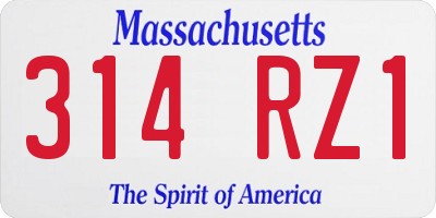 MA license plate 314RZ1