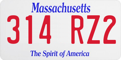 MA license plate 314RZ2