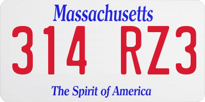 MA license plate 314RZ3