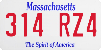 MA license plate 314RZ4