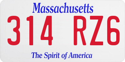 MA license plate 314RZ6